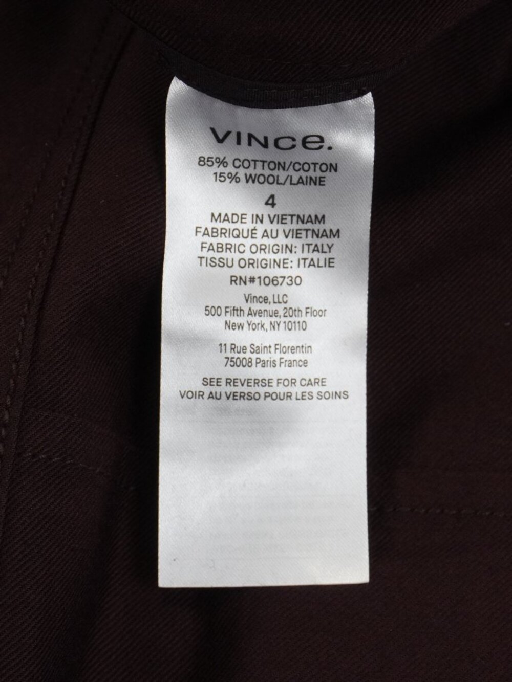 Vince Utility Trousers in Cherry Night Red - Women's Size US 4 (V075822378) NWT - Picture 9 of 9